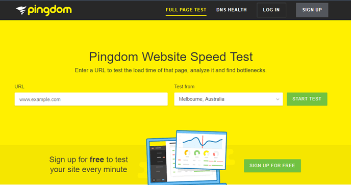 Проверка сайта на мобилпригоднорсть через pingdom.com