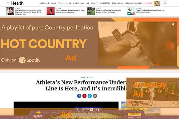 Реклама на сайте Health.com
