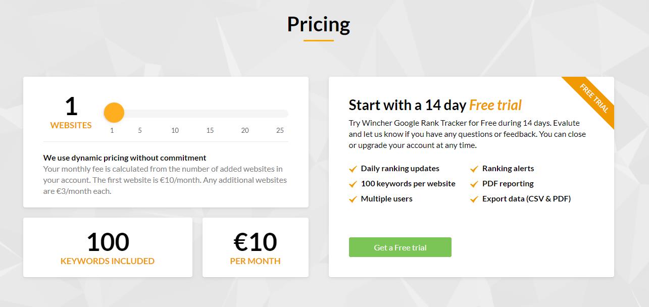 Скриншот с ценами на wincher.com